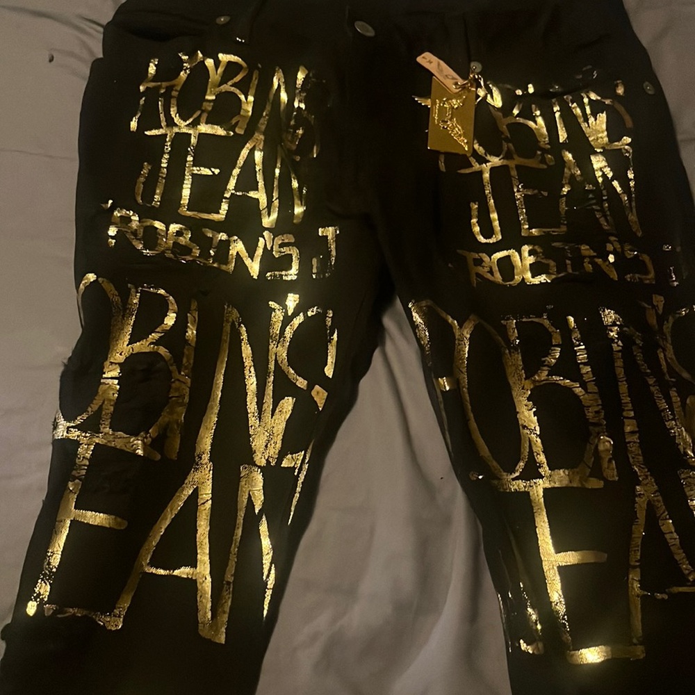 Robin jeans . Gold and black . Size 34. Worn once . Just like new